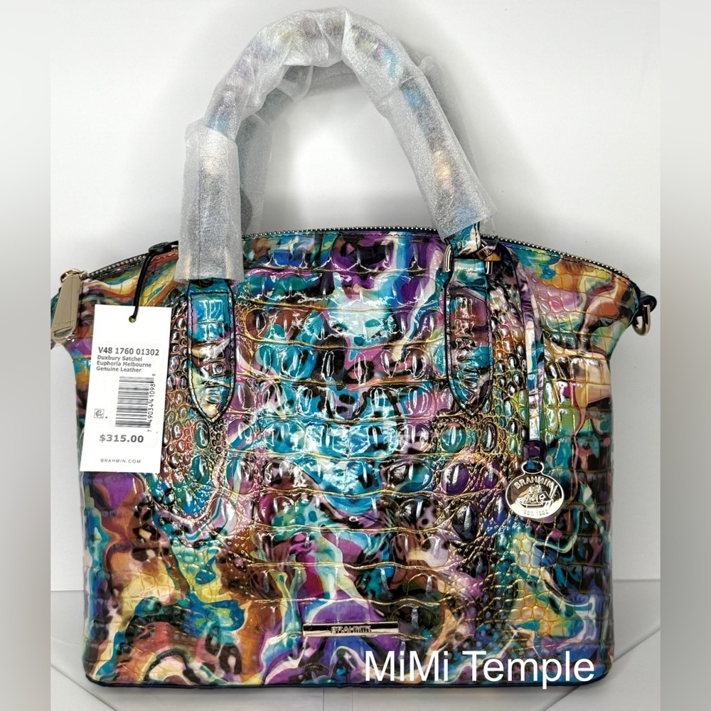 Brahmin Euphoria Colorful Croc Embossed Duxbury Satchel